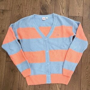 Lacoste Live Blue and Orange Stripe Button Up Cardigan